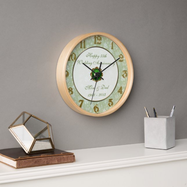 Damask 55th Wedding Anniversary Clock (Office)