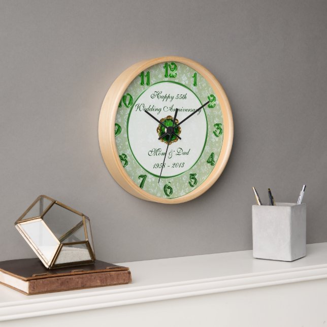 Damask 55th Wedding Anniversary Clock (Office)