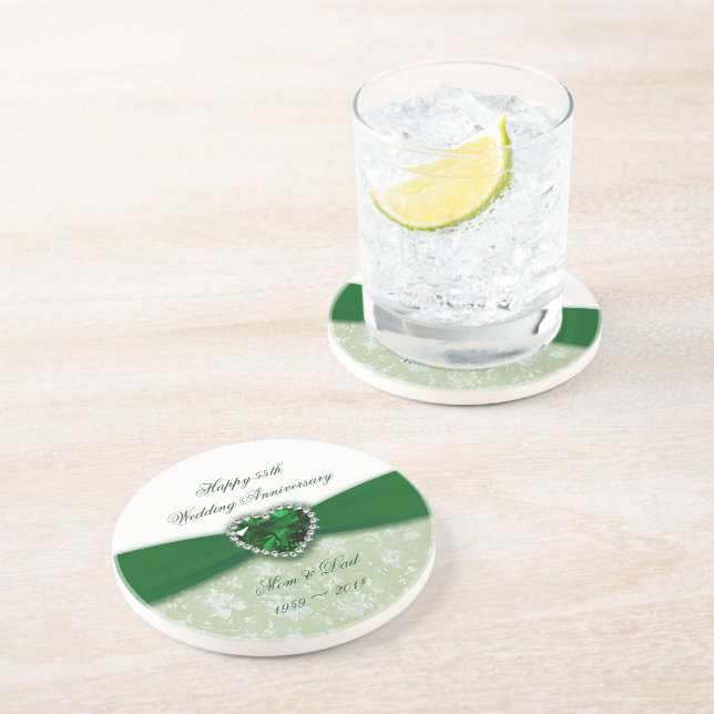 Damask 55th Wedding Anniversary Coaster (Side)
