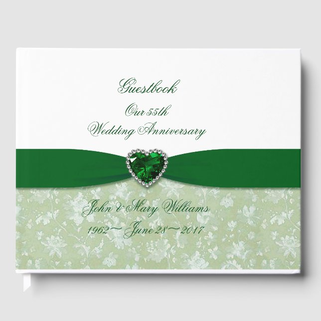 Damask 55th Wedding Anniversary Guestbook (Front)