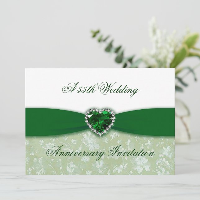 Damask 55th Wedding Anniversary Invitation (Standing Front)