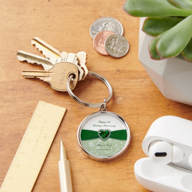 Damask 55th Wedding Anniversary Key Ring (Desk)