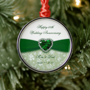 Damask 55th Wedding Anniversary Metal Tree Decoration