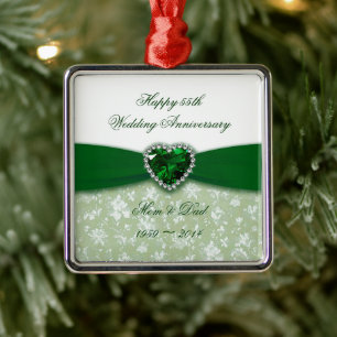 Damask 55th Wedding Anniversary Metal Tree Decoration