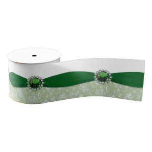 Damask 55th Wedding Anniversary Ribbon Grosgrain Ribbon