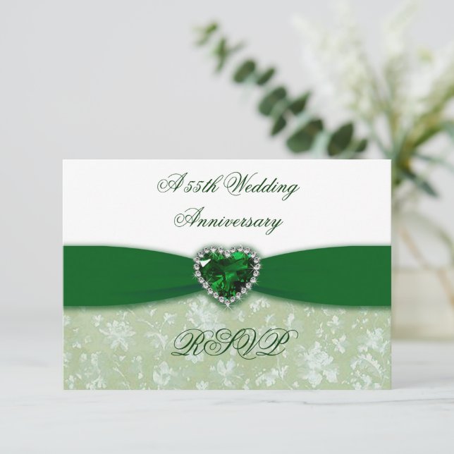 Damask 55th Wedding Anniversary RSVP Card (Standing Front)