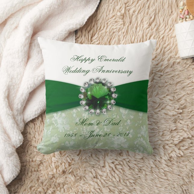 Damask 55th Wedding Anniversary Throw Pillow (Blanket)