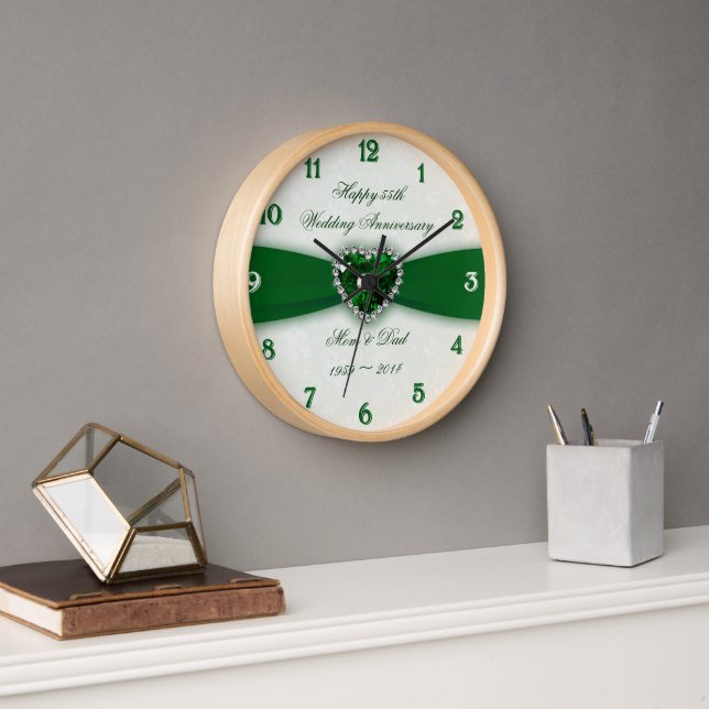 Damask 55th Wedding Anniversary Wall Clock (Office)