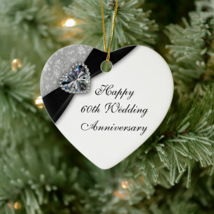 Damask 60th Wedding Anniversary Heart Ornament