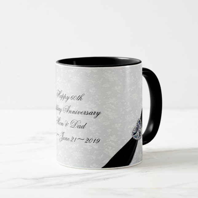 Damask 60th Wedding Anniversary Mug (Front Right)