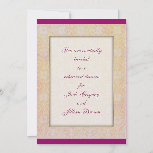 Damask Accents rehearsal dinner invitation (Front)