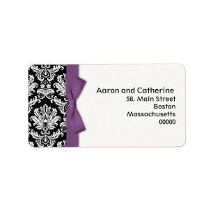 Damask Address Labels with Purple Bow
