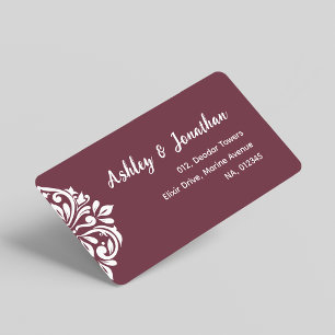 Damask Ambience: Elegant Unique Tuscan Red Address Label