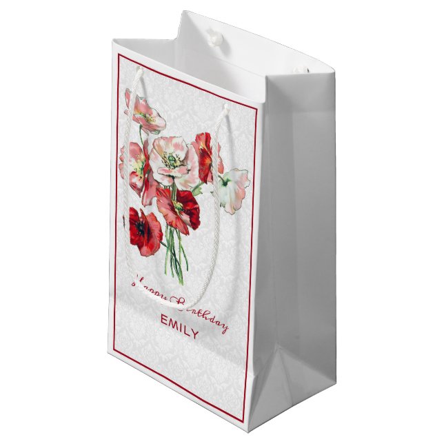 Damask And Bouquet Small Gift Bag (Front Angled)