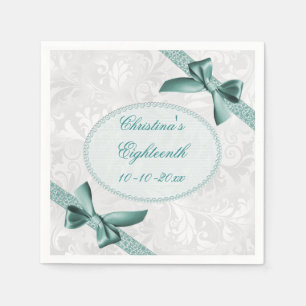 Damask and Bows Eighteenth Birthday Serviettes Napkin