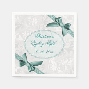 Damask and Bows Eighty Fifth Birthday Serviettes Napkin