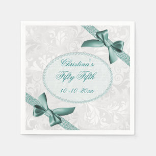 Damask and Bows Fifty Fifth Birthday Serviettes Napkin