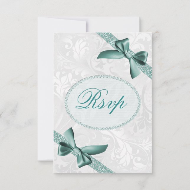 Damask and Bows RSVP Card (Front)