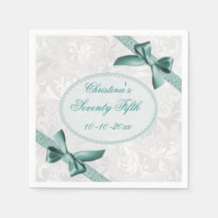 Damask and Bows Seventy Fifth Birthday Serviettes Napkin
