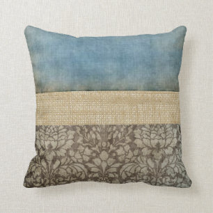 Damask and Burlap Pillow