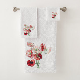 Damask And Colourful Flowers Bath Towel Set