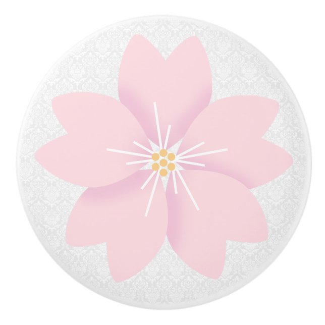 Damask And Flower Ceramic Knob (Front)