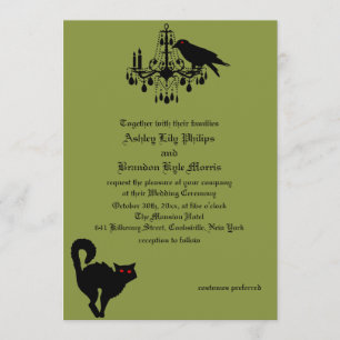 Damask and Green Wedding Invitation