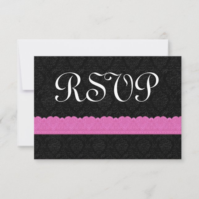 Damask and  Lace RSVP Response Card V043 (Front)