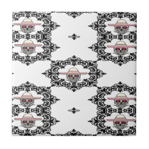 Damask and skull tile