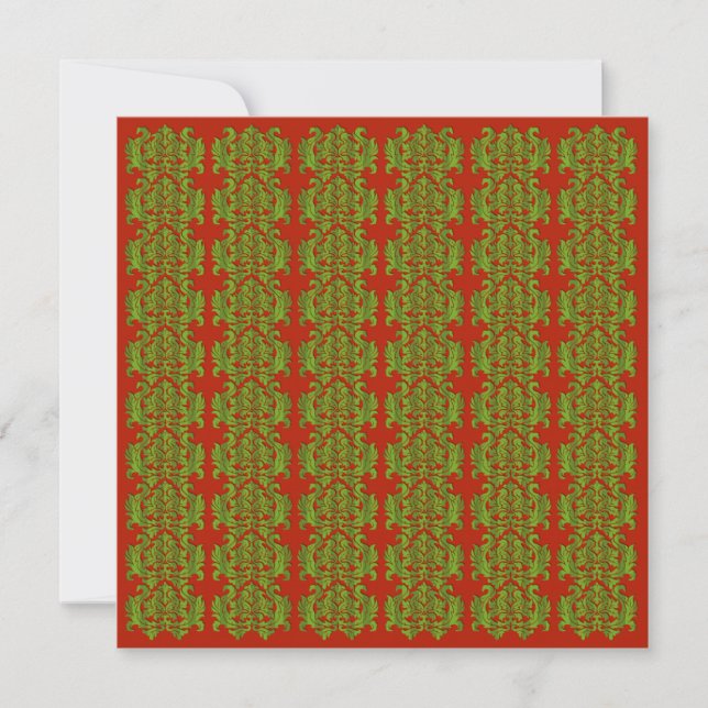 Damask And Stripes Holidays Holiday Card (Front)