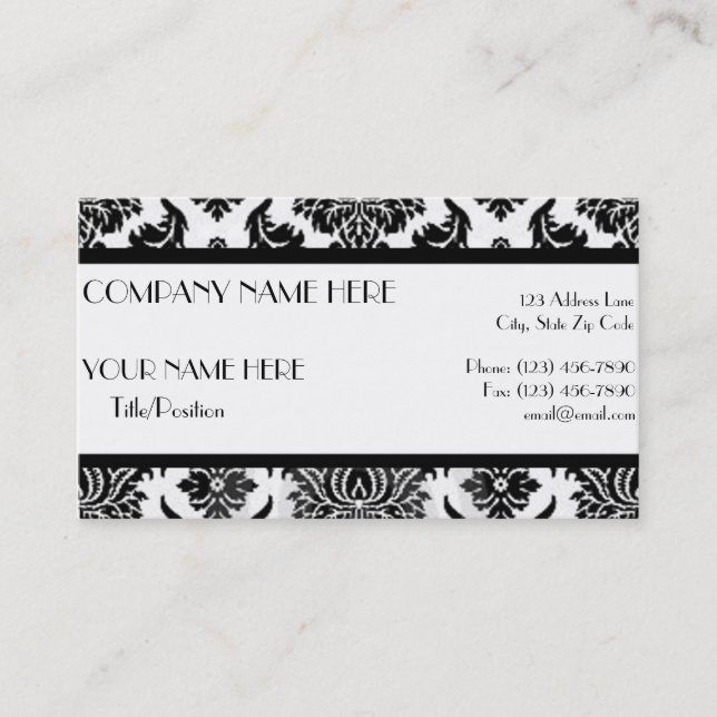 Damask Appointment Card (Front)