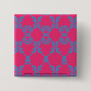 Damask Aqua-Magenta 15 Cm Square Badge