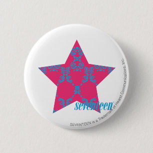 Damask Aqua-Magenta 2 6 Cm Round Badge