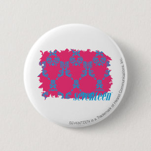 Damask Aqua-Magenta 3 6 Cm Round Badge