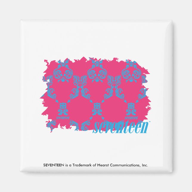 Damask Aqua-Magenta 3 Magnet (Front)