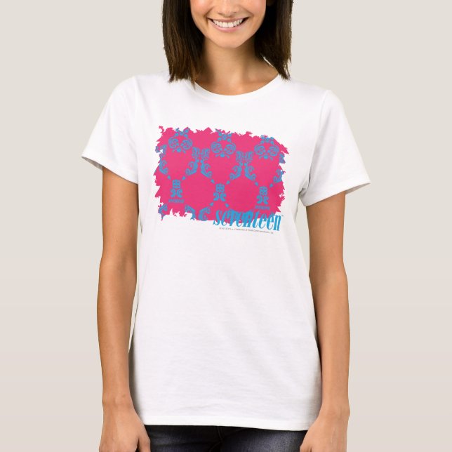 Damask Aqua-Magenta 3 T-Shirt (Front)