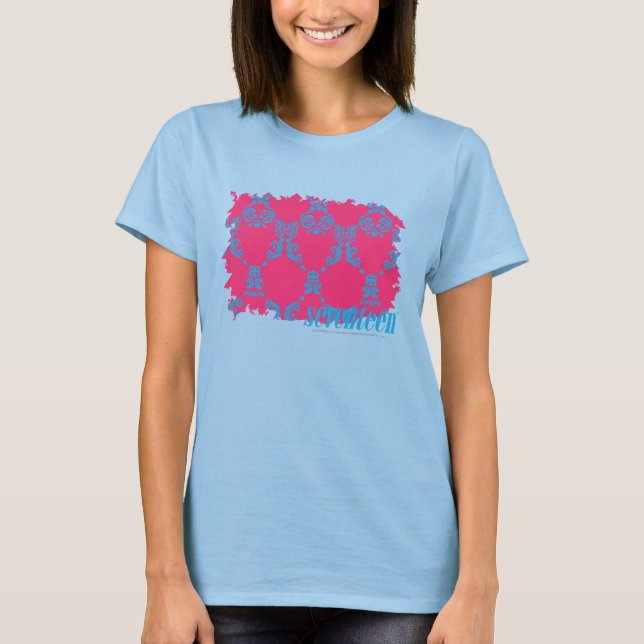 Damask Aqua Magenta 3 T-Shirt (Front)
