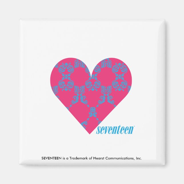 Damask Aqua-Magenta 4 Magnet (Front)