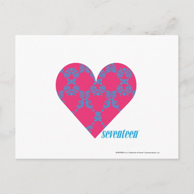 Damask Aqua-Magenta 4 Postcard (Front)