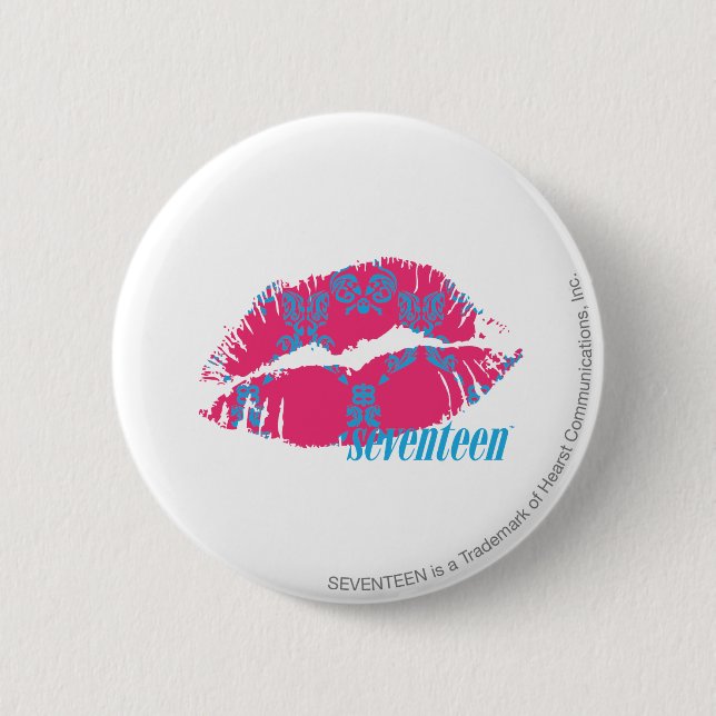Damask Aqua-Magenta 6 Cm Round Badge (Front)