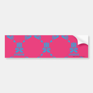 Damask Aqua-Magenta Bumper Sticker