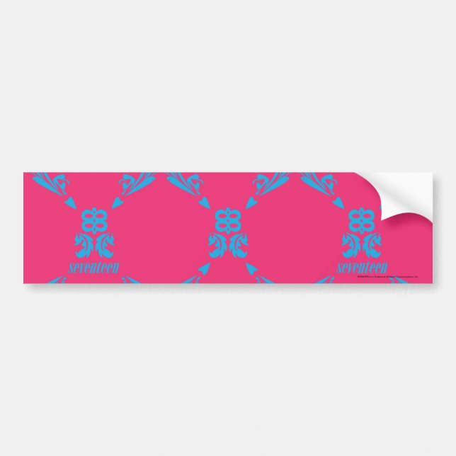 Damask Aqua-Magenta Bumper Sticker (Front)