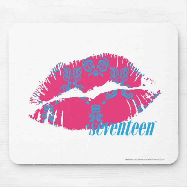 Damask Aqua-Magenta Mouse Pad (Front)