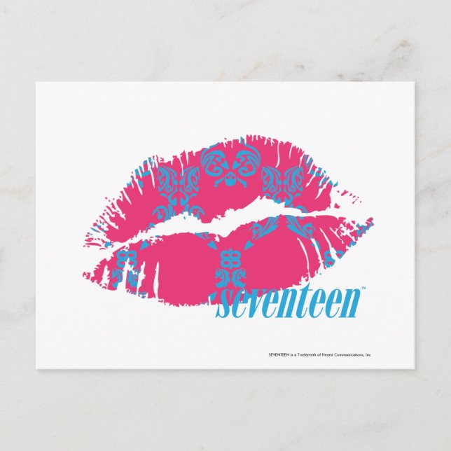 Damask Aqua-Magenta Postcard (Front)