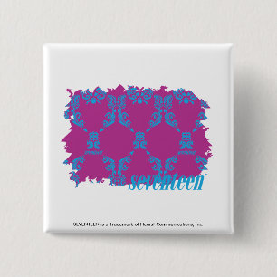 Damask Aqua-Purple 2 15 Cm Square Badge
