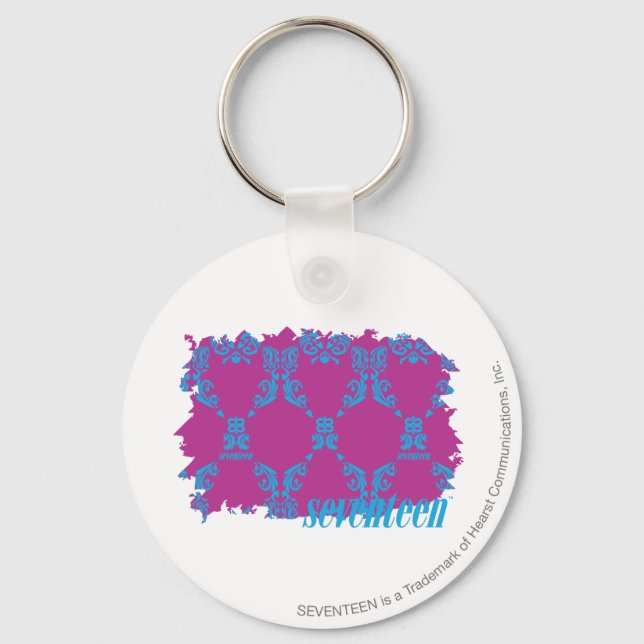 Damask Aqua-Purple 2 Key Ring (Front)