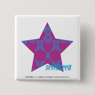 Damask Aqua-Purple 3 15 Cm Square Badge