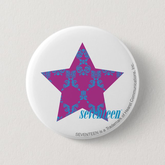 Damask Aqua-Purple 3 6 Cm Round Badge (Front)
