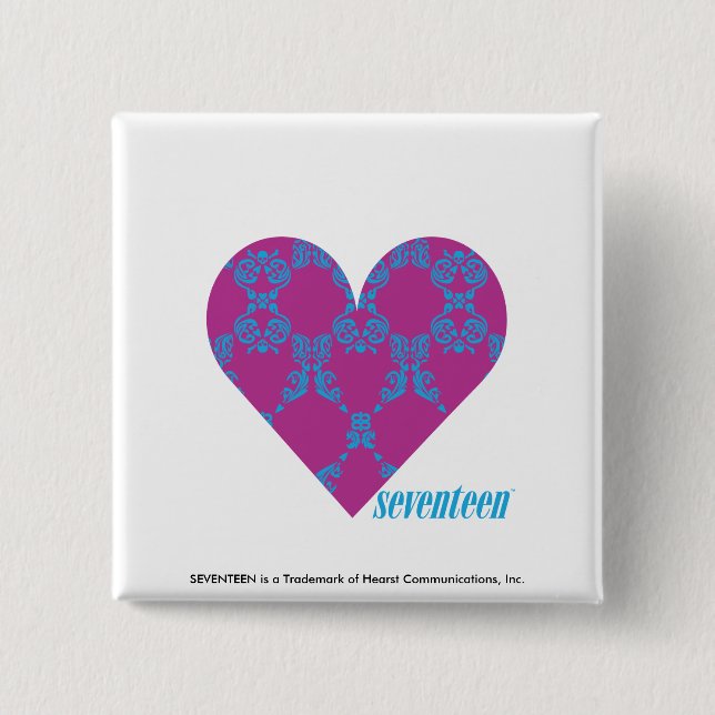 Damask Aqua-Purple 4 15 Cm Square Badge (Front)