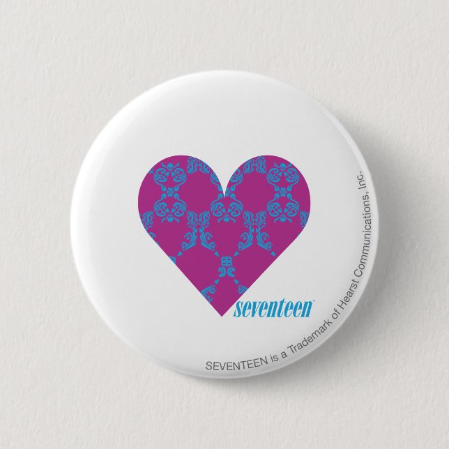 Damask Aqua-Purple 4 6 Cm Round Badge (Front)